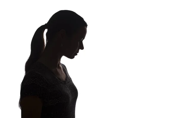 Silhouet van een jonge vrouw met problemen — Stockfoto