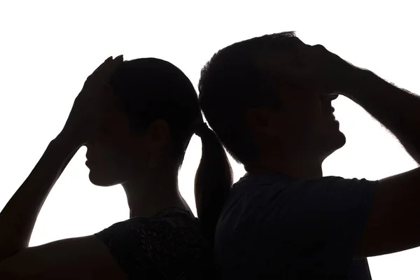 Women and men across from, brother and sister - silhouette — Stock Photo, Image