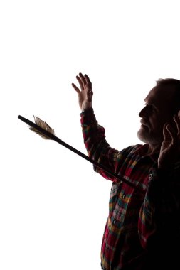 Yaşlı bir adamın portresi, yan görünüm-karanlık yakın çekim silüeti