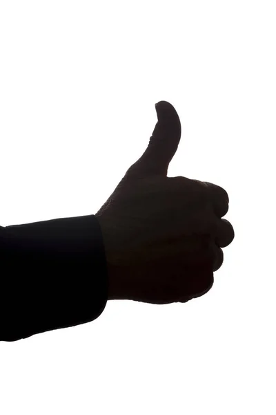 Hand alter Mann mit erhobenem Finger, wie - Silhouettenkonzept Abstraktion — Stockfoto