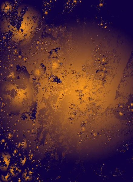 Abstract Vector Cosmic Psychedelic Dark Blue Golden Gradient Background Fractal — Stock Vector