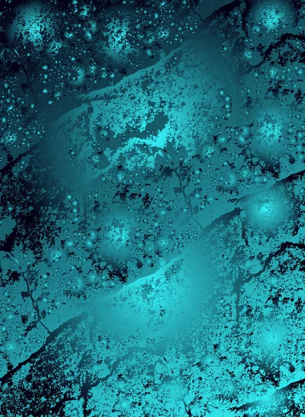 抽象的なベクトル宇宙サイケデリック ブルーとターコイズ色グラデーションの背景 フラクタル光沢のある要素 化合物粒子 — ストックベクタ