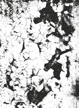 Çatlamış beton, taş ya da asfaltın sıkıntılı örtülü dokusu. Grunge 'un arka planı. soyut yarım ton vektör çizimi
