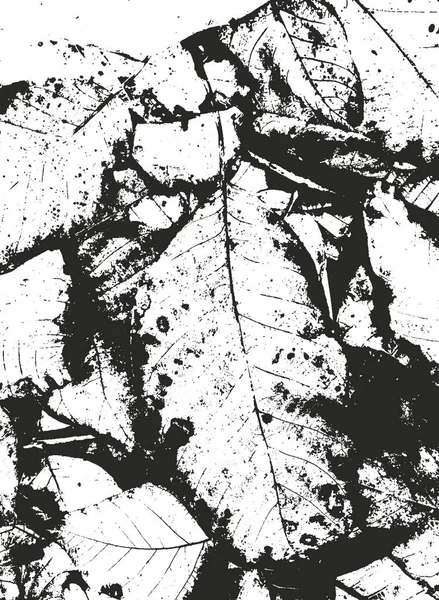 在地面上的叶子的不良叠加纹理 垃圾媒介背景 — 图库矢量图片