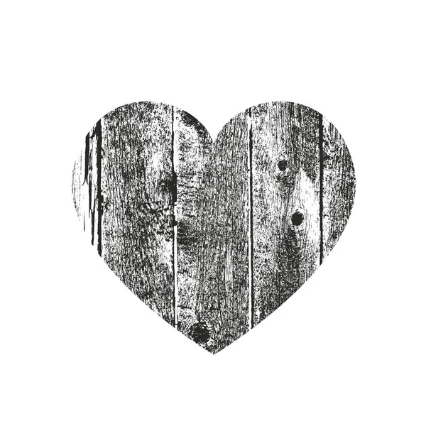 Corazón Grunge Angustia Aislado Con Textura Madera Elemento Para Tarjeta — Vector de stock