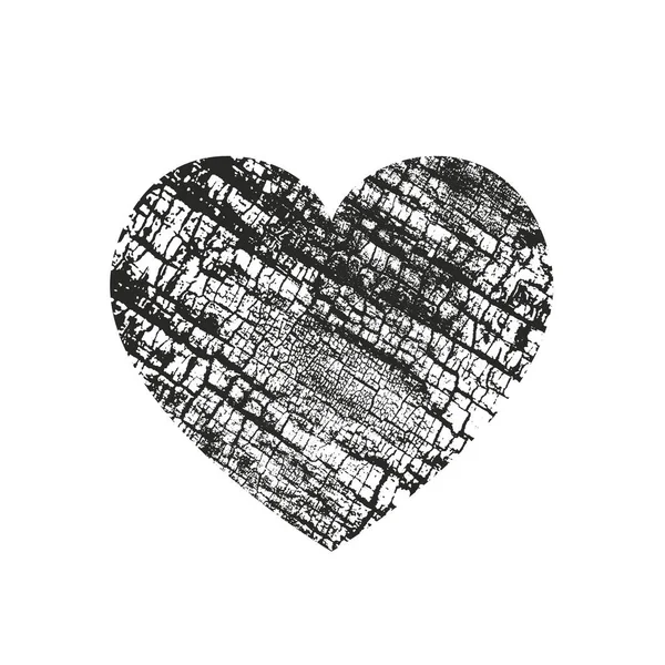 Ізольовані Лиха Гранж Серце Дерев Яні Текстурою Елемент Вітальних Листівок — стоковий вектор