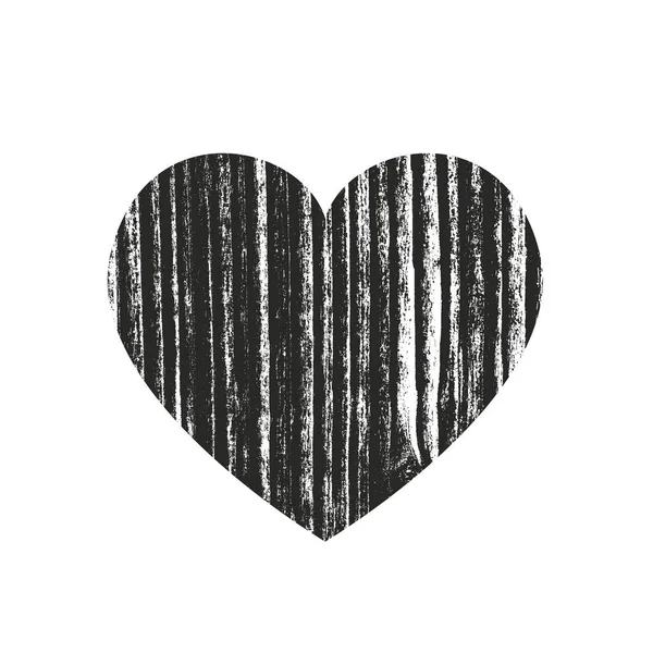 Isolierte Grunge Herz Mit Hölzerner Textur Element Für Grußkarte Valentinstag — Stockvektor