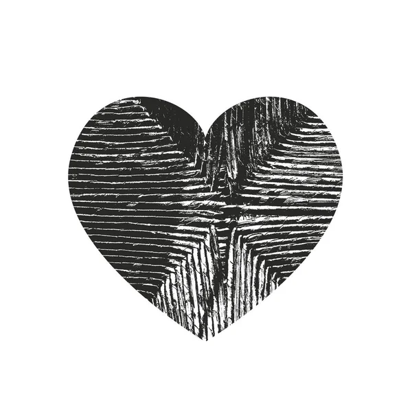 Corazón Grunge Angustia Aislada Con Textura Bambú Tejido Elemento Para — Vector de stock