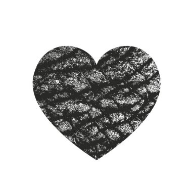 Sıkıntı grunge kalp deri dokusu ile izole. Tebrik kartı, Sevgililer s gün, düğün için öğe. Yaratıcı kavramı. Vektör çizim