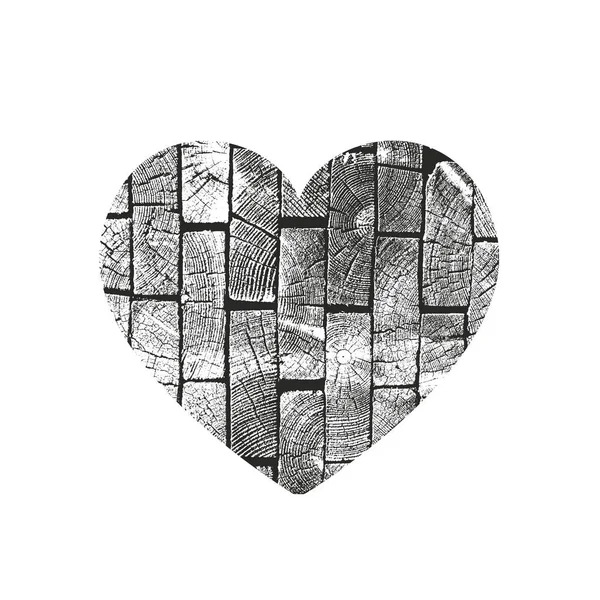 Coeur Grondement Détresse Isolé Avec Texture Concrète Élément Pour Carte — Image vectorielle