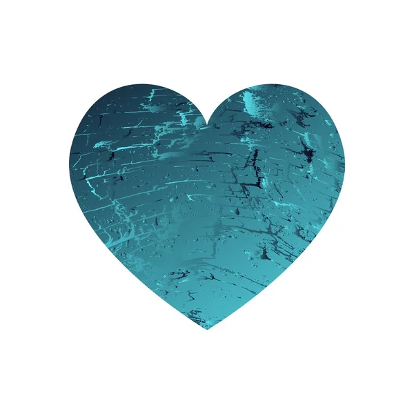 Corazón turquesa con degradado y textura abstracta isotada sobre fondo blanco. Elemento para tarjeta de felicitación, día de San Valentín, boda. Concepto creativo . — Vector de stock