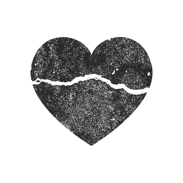 Coeur de grondement de détresse isolé avec texture concrète. Élément pour carte de vœux, Saint Valentin, mariage. Concept créatif . — Image vectorielle