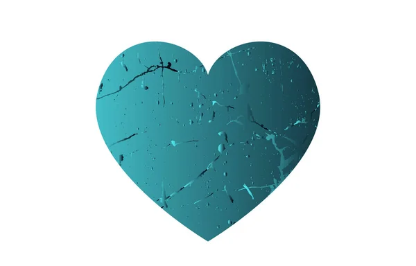 Coeur turquoise avec dégradé et texture abstraite isotonnée sur fond blanc. Élément pour carte de voeux, Saint Valentin, mariage. Concept créatif . — Image vectorielle
