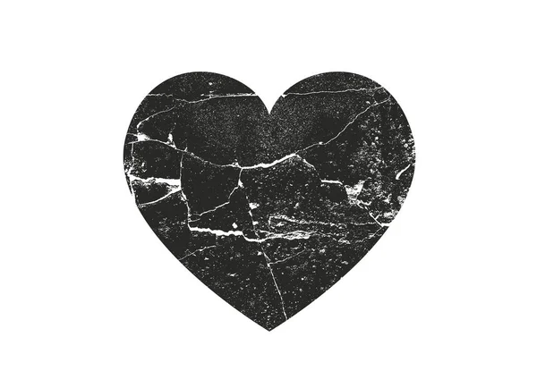 Coeur de grondement de détresse isolé avec texture concrète. Élément pour carte de vœux, Saint Valentin, mariage. Concept créatif . — Image vectorielle