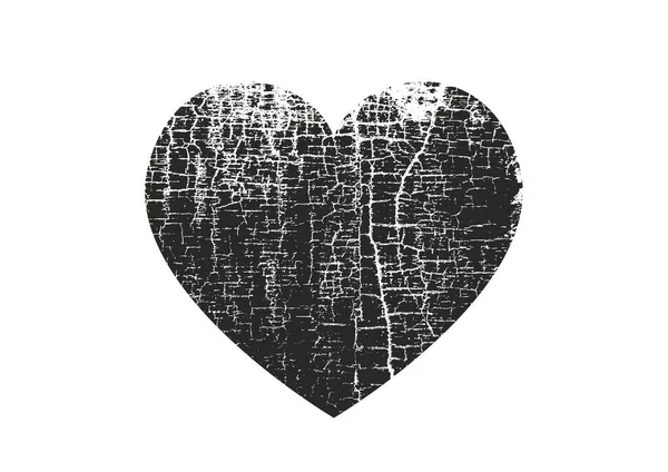 Coeur de grondement de détresse isolé avec texture concrète. Élément pour carte de vœux, Saint Valentin, mariage. Concept créatif . — Image vectorielle