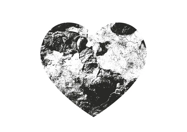 Geïsoleerde nood grunge hart met concrete textuur. Element voor de wenskaart, Valentine s dag, bruiloft. Creatief concept. — Stockvector