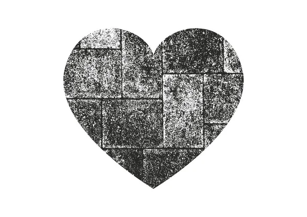 Isolated distress grunge heart with concrete texture. Element for greeting card, Valentine s Day, wedding. Creative concept. — Stock Vector