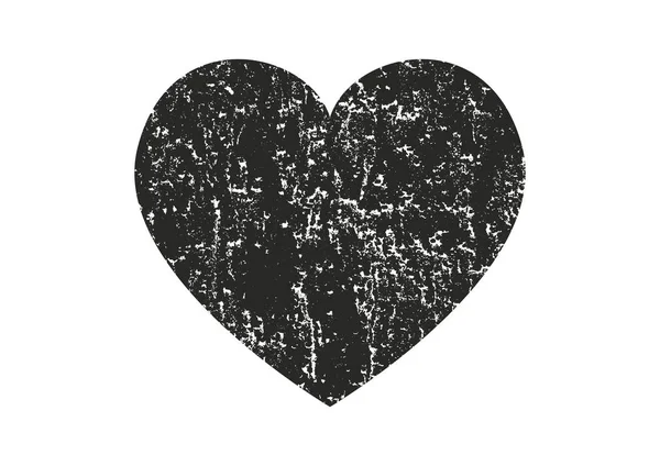 Coeur de grondement de détresse isolé avec texture concrète. Élément pour carte de vœux, Saint Valentin, mariage. Concept créatif . — Image vectorielle