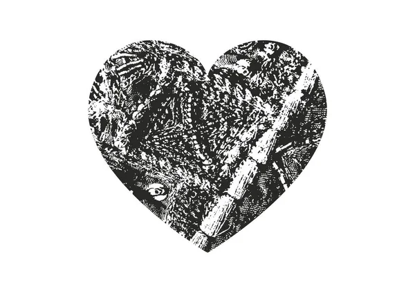 Corazón grunge de socorro aislado con textura de hormigón. Elemento para tarjeta de felicitación, día de San Valentín, boda. Concepto creativo . — Archivo Imágenes Vectoriales