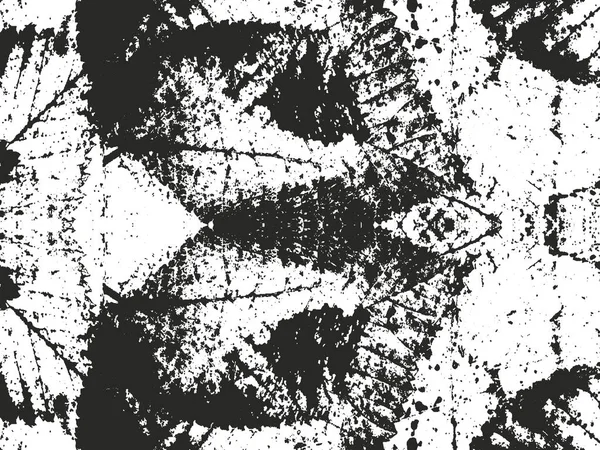 Nödställda overlay trä löv makro textur med streck. grunge svart och vit bakgrund. abstrakt vektor illustration — Stock vektor