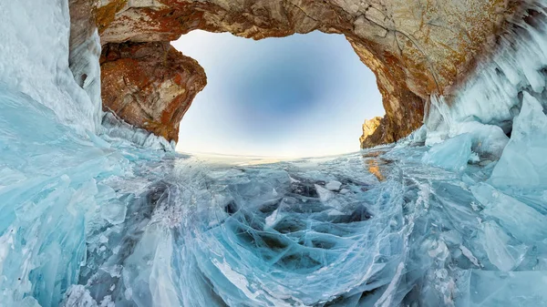 Arc Pierre Dans Glace Lac Baïkal Île Olkhon — Photo