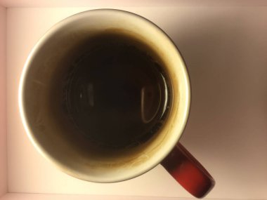 Yukarıdan aşağıya doğru fotoğraf kupalar üstten. Bulaşıkları içine su var..