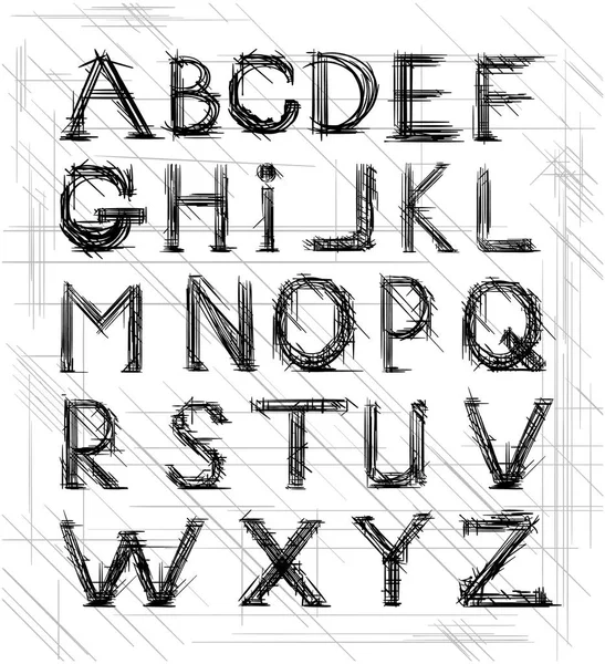 Английский Алфавит Состоящий Мелких Штрихов — стоковый вектор