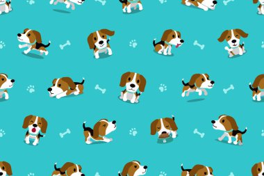 Vektör çizgi film karakteri beagle köpek Dikişsiz desen tasarımı için.