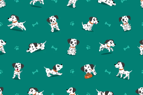 Vetor Personagem Desenho Animado Dalmatian Cão Sem Costura Padrão Para — Vetor de Stock