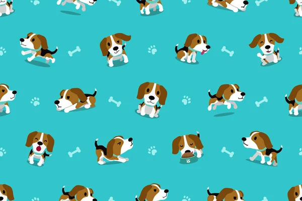 Vektor Cartoon Charakter Beagle Hund Nahtlose Muster Für Das Design — Stockvektor