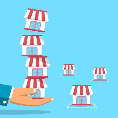 Vektör karikatür el ile franchise iş kavramı tasarımı için.