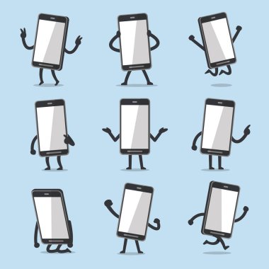 Vektör çizgi film smartphone karakteri için tasarım teşkil etmektedir..