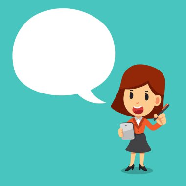 Vektör karikatür işkadını beyaz konuşma balonu için tasarım ile.