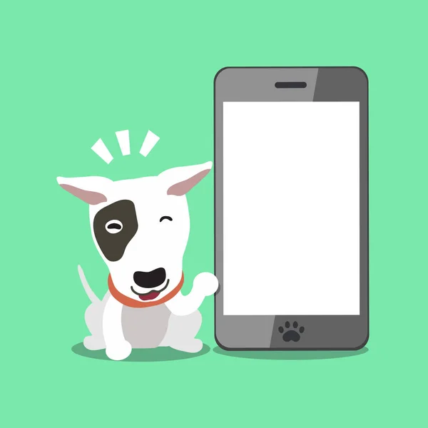 Cartoon Character Bull Terrier Dog Big Smartphone Design — Stock Vector
