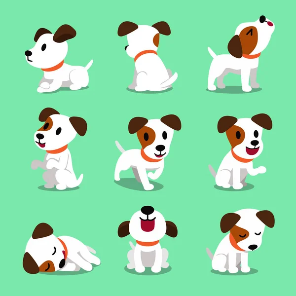 Desenhos Animados Personagem Jack Russell Terrier Cão Poses Para Design — Vetor de Stock