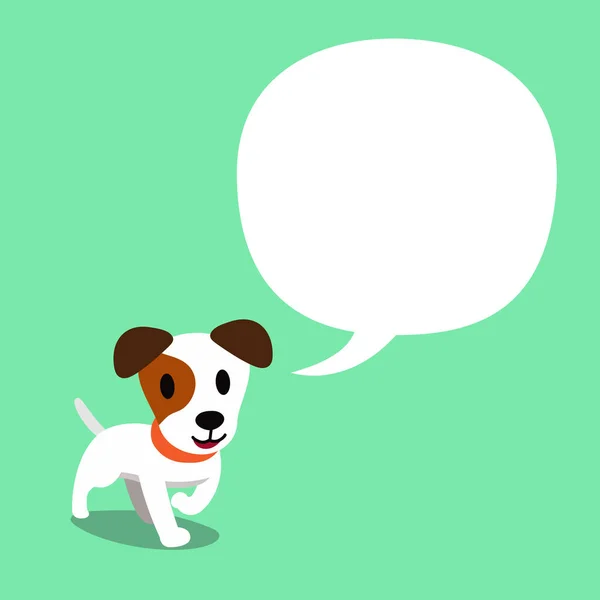 Cartoon character a jack russell terrier dog and a white speech bubble for design.