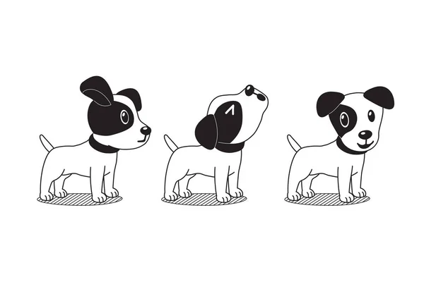 Vector Stripfiguur Leuke Jack Russell Terrier Hond Houdingen Voor Ontwerp — Stockvector