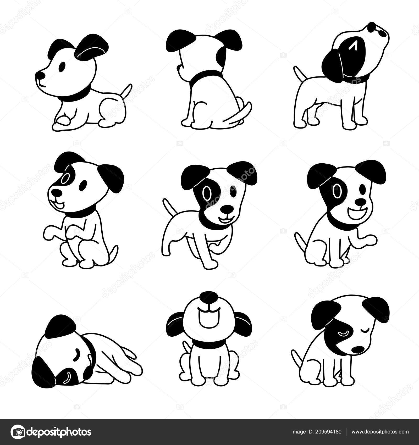 ベクターの漫画のキャラクターのセット ジャック ラッセル テリア犬ポーズ デザイン ストックベクター ©Jaaak 209594180, image size:1600x1700