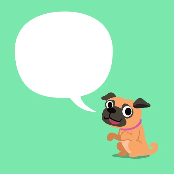 パグ犬と白音声バブル デザインの漫画のキャラクター — ストックベクタ