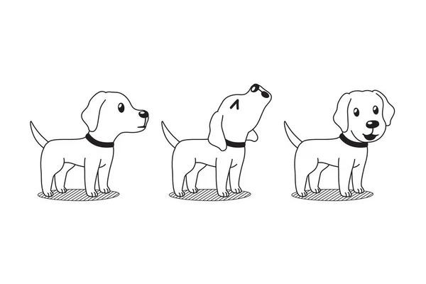 ベクトル漫画の文字かわいいラブラドール犬のポーズ デザイン — ストックベクタ