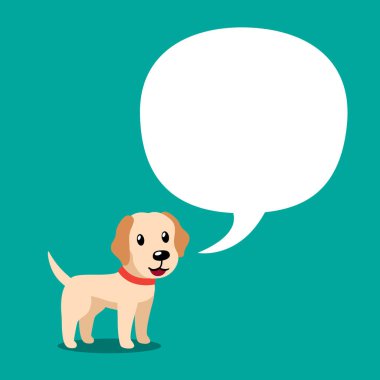 Vektör çizgi film karakteri labrador retriever köpek ve beyaz konuşma balonu için tasarım.