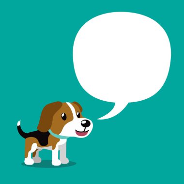 Vektör çizgi film karakteri beagle köpek ve beyaz konuşma balonu için tasarım.