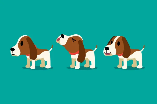 Vektör Karikatür Karakter Sevimli Tazı Köpeği Pozlar Tasarımı Için Set — Stok Vektör