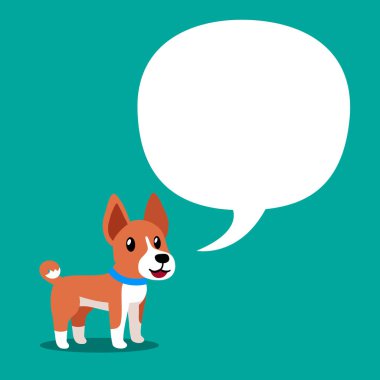 Vektör çizgi film karakteri alçaklık köpek ve beyaz konuşma balonu için tasarım.