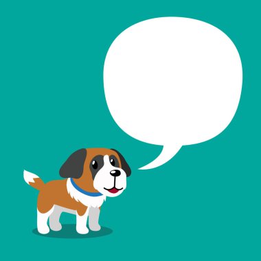 Vektör karikatür karakter sevimli saint bernard köpeği ve beyaz konuşma balonu için tasarım.
