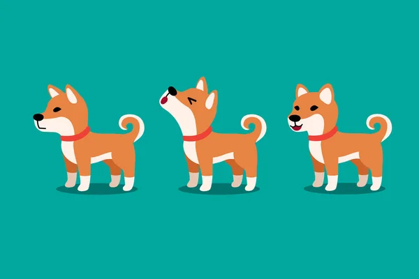 デザインのベクトル漫画文字かわいい芝犬の犬ポーズの設定します — ストックベクタ