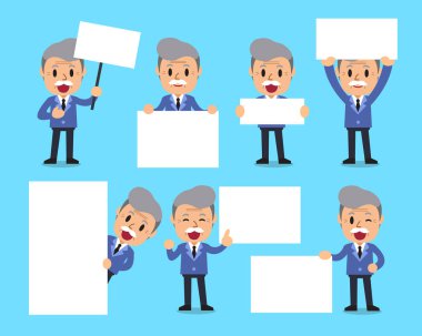 Boş beyaz afiş tasarımı için üst düzey iş adamı ayarla.