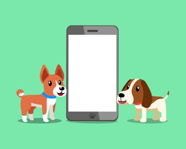 Çizgi film karakteri alçaklık köpek ve av köpeği ile smartphone tasarım için.