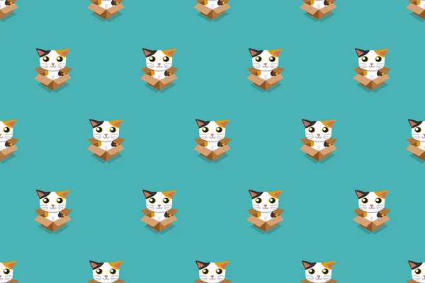 Cat Cardboard Box Seamless Pattern Vector Illustration Design — стоковый вектор