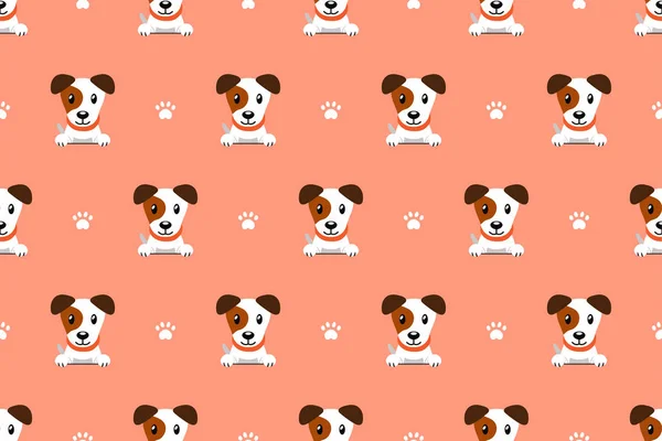 Vecteur Personnage Dessin Animé Jack Russell Terrier Chien Motif Sans — Image vectorielle